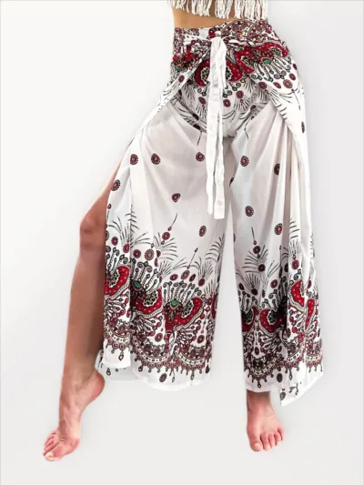 Wrap Pants - White & Red